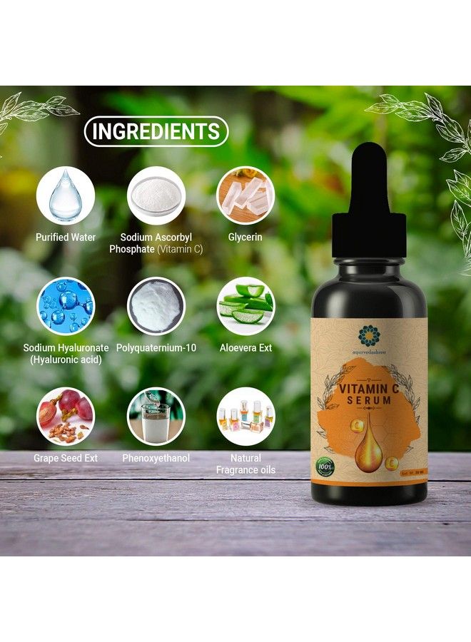 AYURVEDASHREE Vitamin C Serum 30 Ml With Hyaluronic Acid Aloevera Extract & Grapeseed Extract.(For Control Rough & Dry Skin Face Wrinkle Dark Spots Skin Aging & Darkcircles) - Image 4