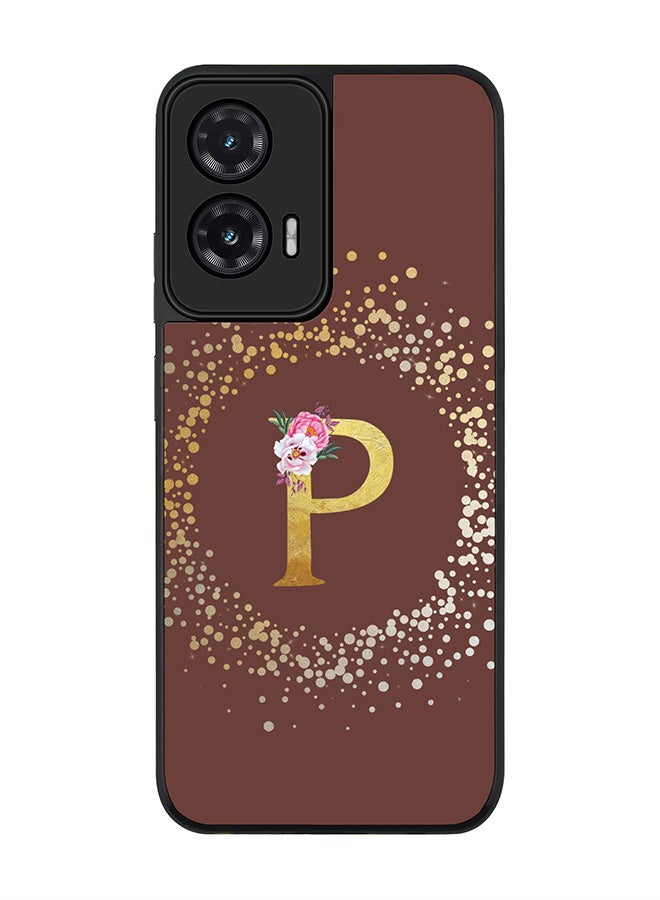 Stylizedd For Motorola Moto G35 Case,Slim fit Camera Protection, Shockproof Thin Phone cover  - Custom Monogram Floral - P  (Brown )