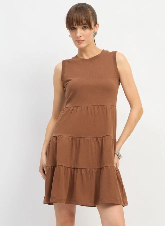 SASSAFRAS Brown T-Shirt Dress for Women