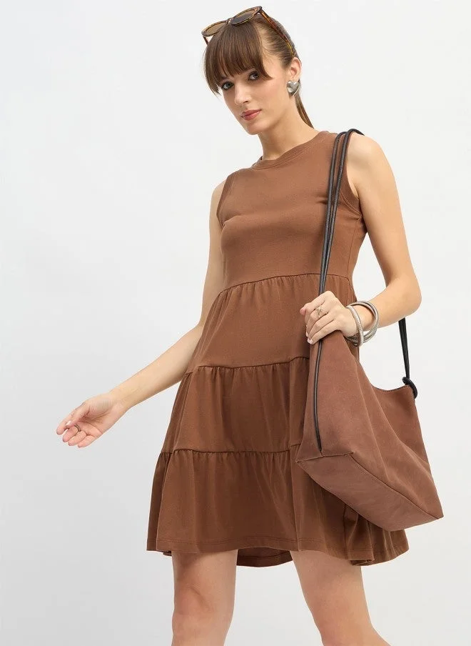 SASSAFRAS Brown T-Shirt Dress for Women