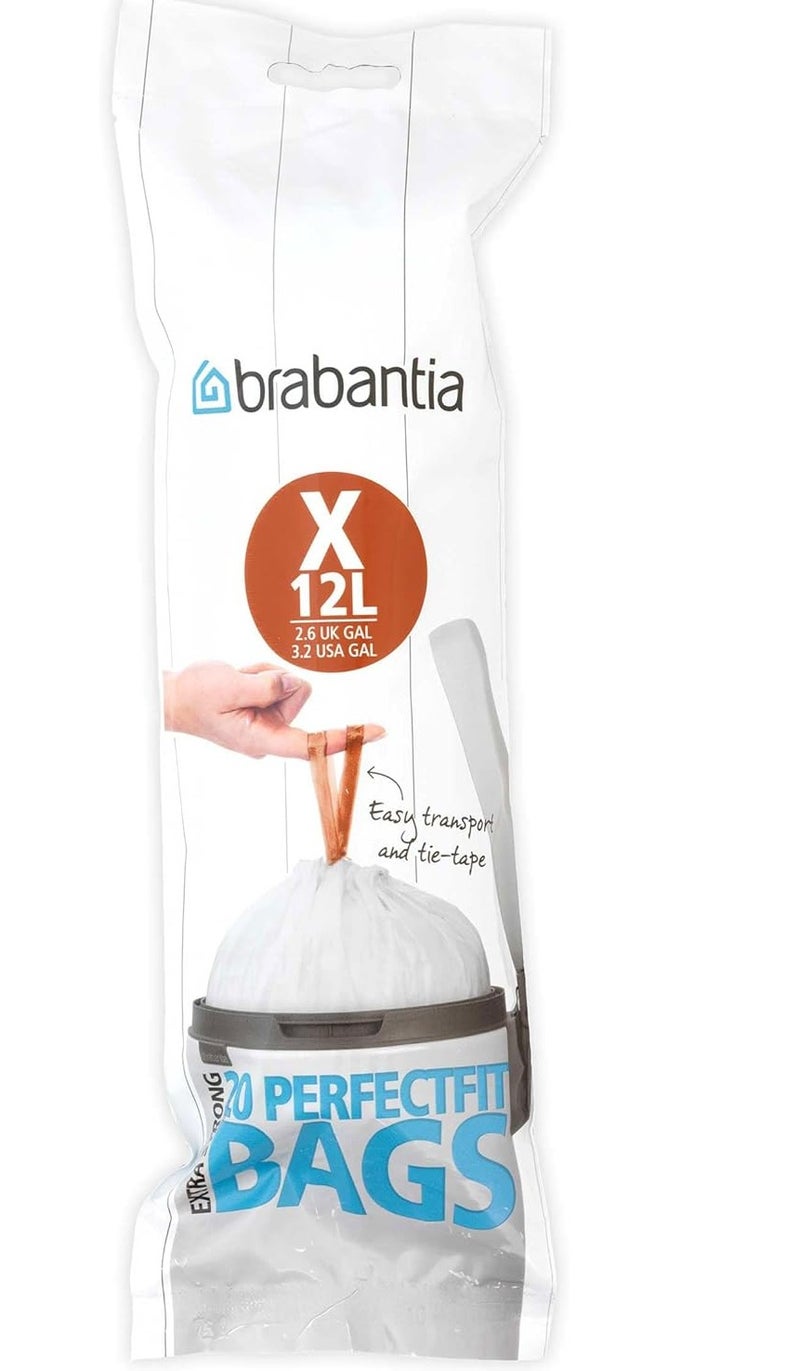Brabantia Trash Can Liner Code X, White, Pack of 20 (3.2 Gallon) - Image 1