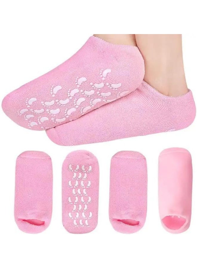 Meetion 2Pair Soft Moisturizer Gel Socks for Cracked Heels Women Pedicure Foot Anti crack Mask For Heel Pain Relief Silicone Repair Protector Pad Shocks Gel Lining Infused with Essential Oils & Vitamins - Image 1