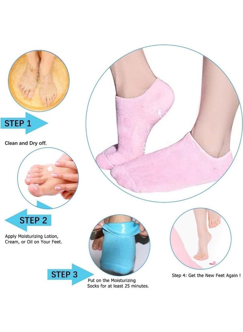Meetion 2Pair Soft Moisturizer Gel Socks for Cracked Heels Women Pedicure Foot Anti crack Mask For Heel Pain Relief Silicone Repair Protector Pad Shocks Gel Lining Infused with Essential Oils & Vitamins - Image 4