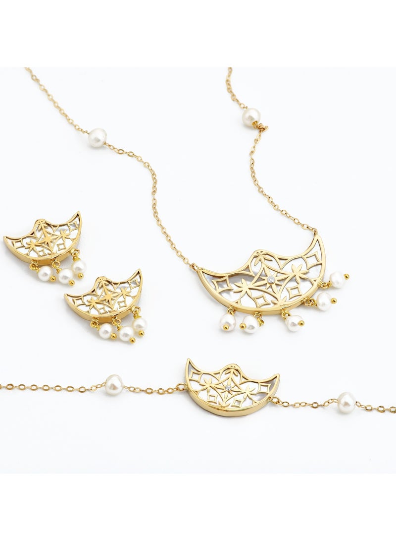 AL ROMAIZAN Sadaf 18K Water Lily Traditional Gold Set  - Image 1