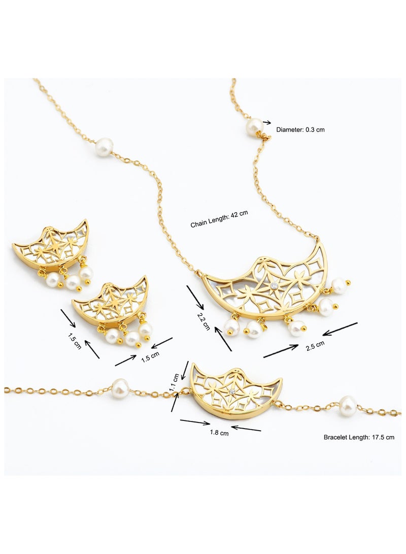 AL ROMAIZAN Sadaf 18K Water Lily Traditional Gold Set  - Image 2