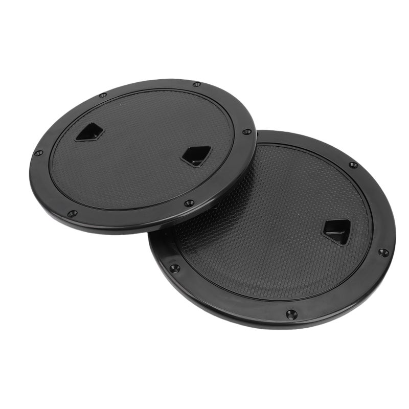 2PCS 8 Inch Deck Plate Round with Detachable Cover Antislip Excellent Rubber Sealing Inspection Hatch Cover for Marine Yachts Boat Black - Image 2