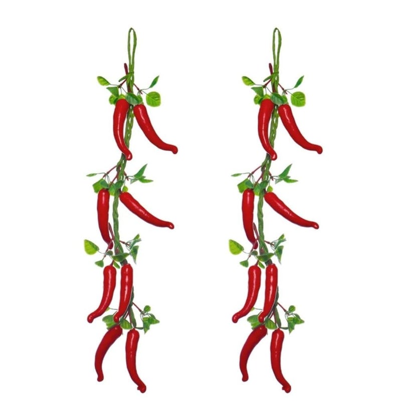 SINGAA Artificial Red Chilli Strings | Fruit Chain | Fruit Garlands for Home, Office, Garden, Shops, Wall Hanging, Fruit Shops, Photography and Events Decoration - 60 CM (Pack of 2) - Image 1