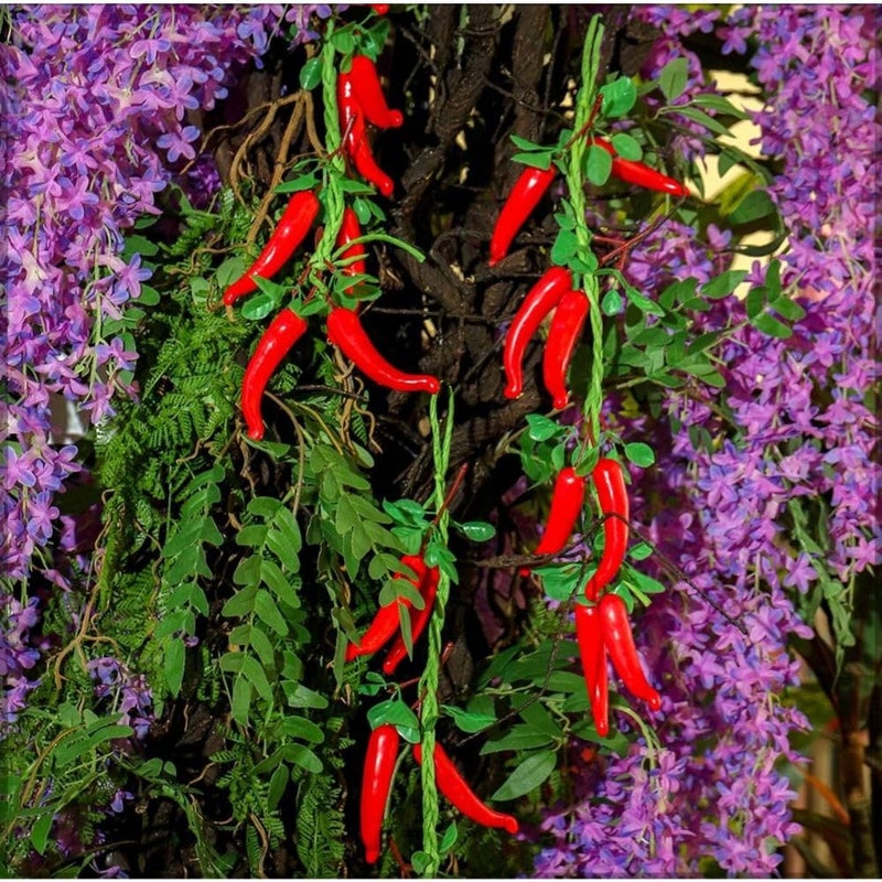SINGAA Artificial Red Chilli Strings | Fruit Chain | Fruit Garlands for Home, Office, Garden, Shops, Wall Hanging, Fruit Shops, Photography and Events Decoration - 60 CM (Pack of 2) - Image 3