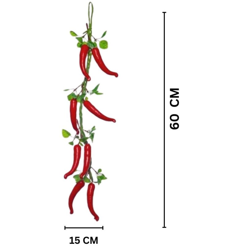 SINGAA Artificial Red Chilli Strings | Fruit Chain | Fruit Garlands for Home, Office, Garden, Shops, Wall Hanging, Fruit Shops, Photography and Events Decoration - 60 CM (Pack of 2) - Image 2