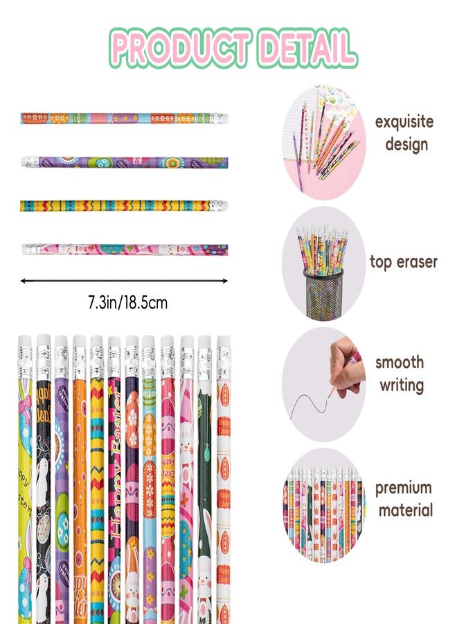 Jocomoni 48pcs Easter Pencil, Assorted Pattern Colored Pencil with Erasers Colorful Stationery Pencils for Easter Decorations Gift Prize Party Favor Office Supply - Image 2