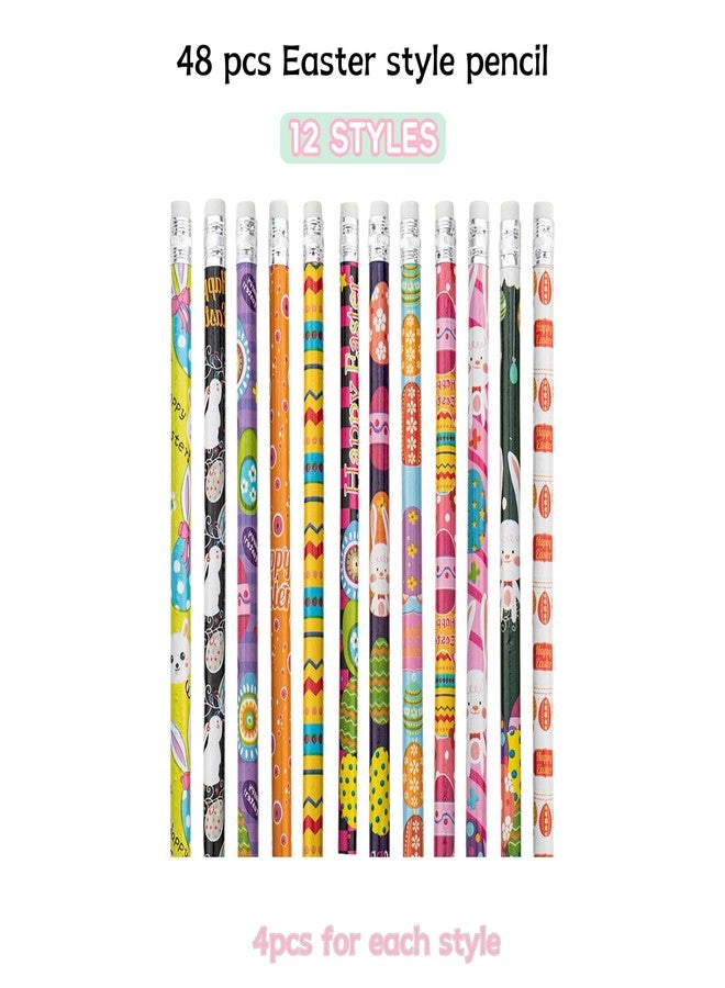 Jocomoni 48pcs Easter Pencil, Assorted Pattern Colored Pencil with Erasers Colorful Stationery Pencils for Easter Decorations Gift Prize Party Favor Office Supply - Image 3