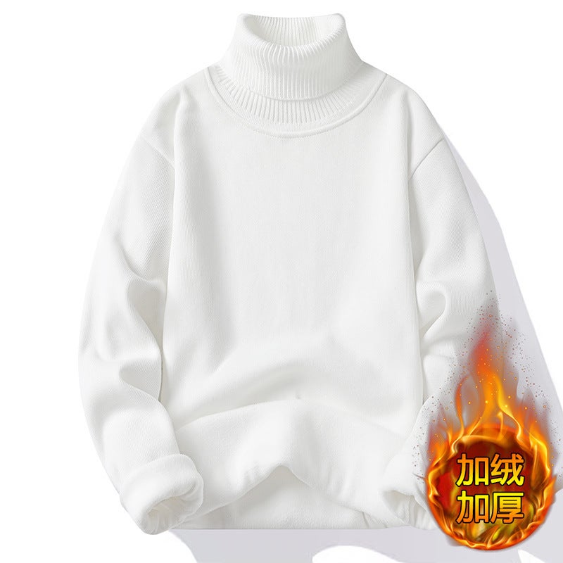 2026 New Half-High Collar Fleece Sweater For Men And Women, Solid Color Knitted Base Layer, Warm Inner Wear - Image 1