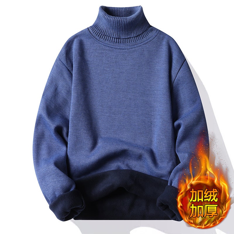 2026 New Half-High Collar Fleece Sweater For Men And Women, Solid Color Knitted Base Layer, Warm Inner Wear - Image 2