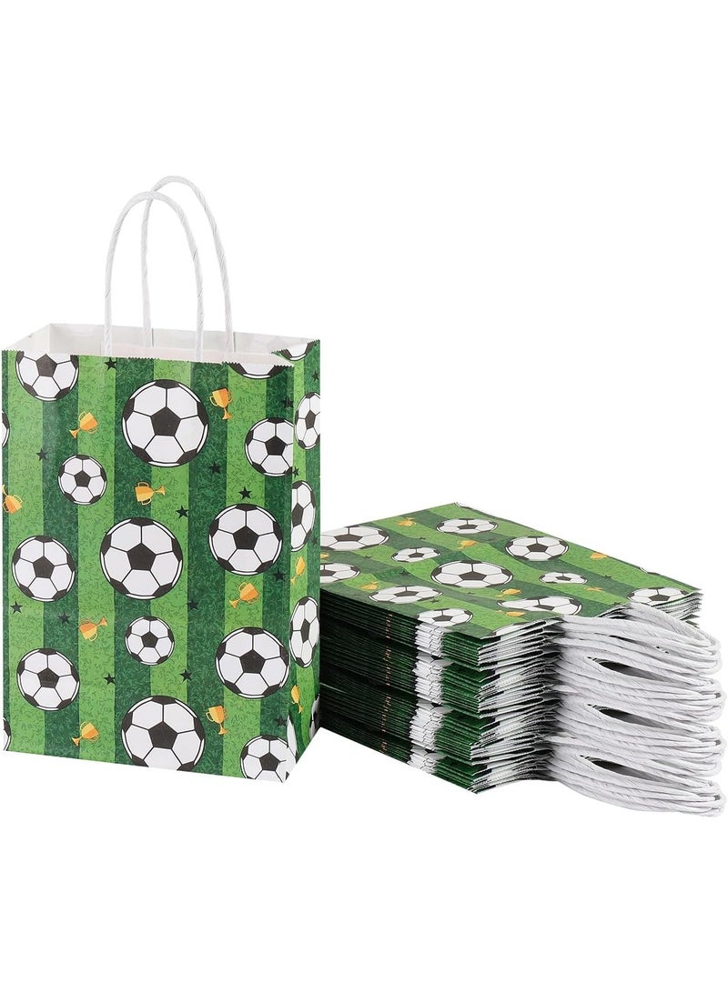 24Pcs Soccer Party Favor Paper Bags, Football Themed Party Bags with Handles, Soccer Goodie Bags Back to School Season Gift Bag for Football Themed Party Supplies - Image 1