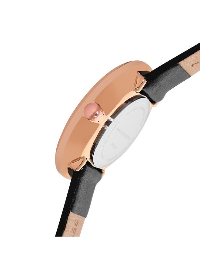 French Connection Women's Black Dial Black Leather Strap Analog Watch 31mm - Image 4