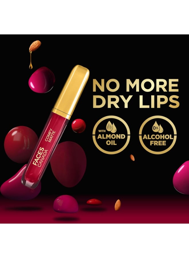 Facescanada FACES CANADA Comfy Matte Liquid Lipstick - Any Day Now 04, 3 ml | Comfortable 10HR Longstay | Intense Matte Color | Almond Oil & Vitamin E Infused | Super Smooth | No Dryness - Image 2