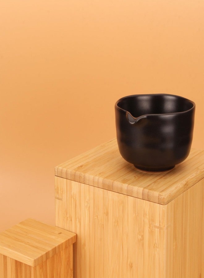 BambooMN Matcha Traditional Tea Bowl With Spout, Black, 1 Piece - Image 3