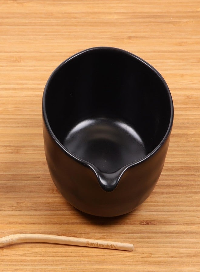 BambooMN Matcha Traditional Tea Bowl With Spout, Black, 1 Piece - Image 2