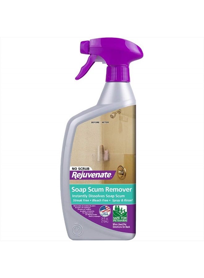 Rejuvenate Scrub Free Soap Scum Remover Shower Glass Door Cleaner Works on Ceramic Tile, Chrome, Plastic and More 24oz - Image 1