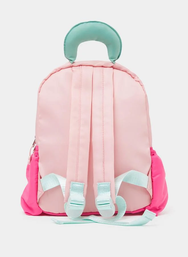 Styli Girls Color Block Backpack with Zip Closure