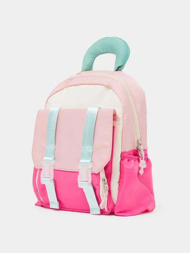 Styli Styli Girls Color Block Backpack with Zip Closure