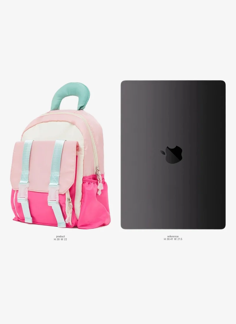 Styli Styli Girls Color Block Backpack with Zip Closure