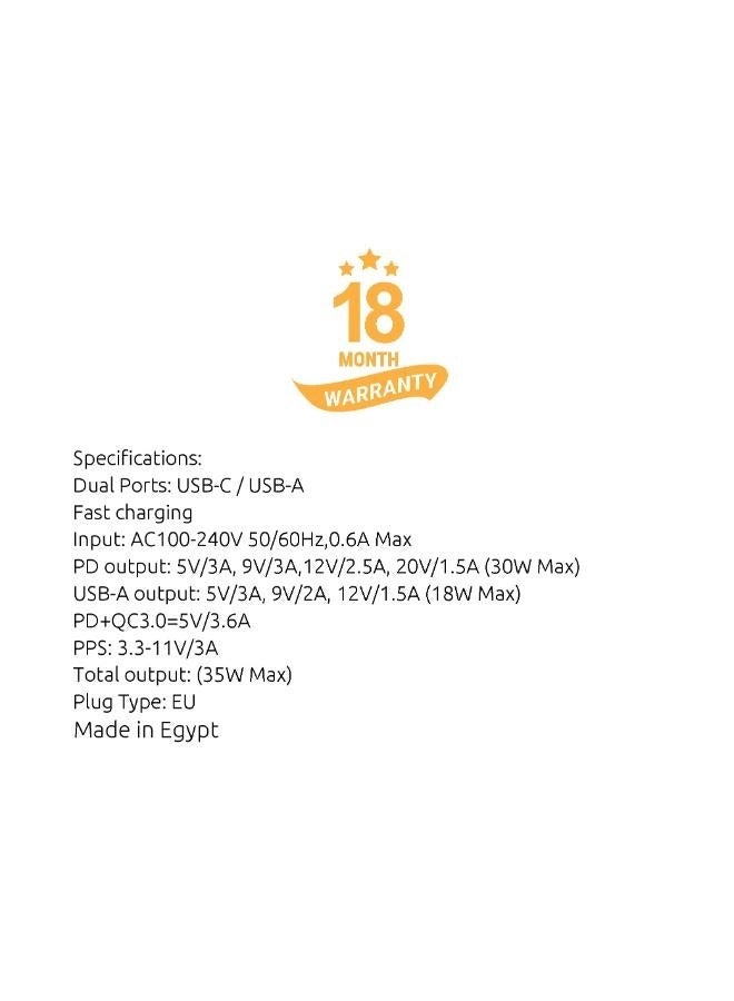 sia VoltBase 35W PD/QC3.0 wall charger with 2 ports - Image 2