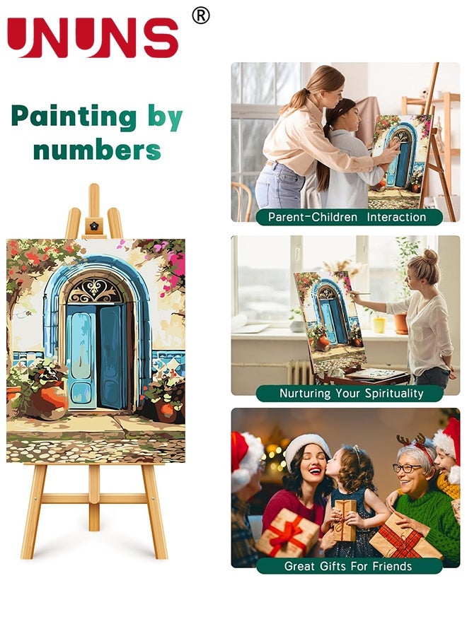 UNUNS DIY Paint by Number for Adults,Acrylic Paint by Numbers for Beginner,40x50cm Easy Oil Painting for Gift Home Wall Decor,Frameless,Blue Door - Image 4