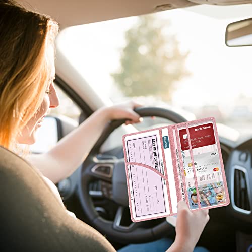 Dalueery.H Car Registration and Insurance Holder Registration and Insurance Card Holder Car Essentials for Women Car Insurance and Registration Card Holder Men Pink Car Essentials (Bling Pink) - Image 5
