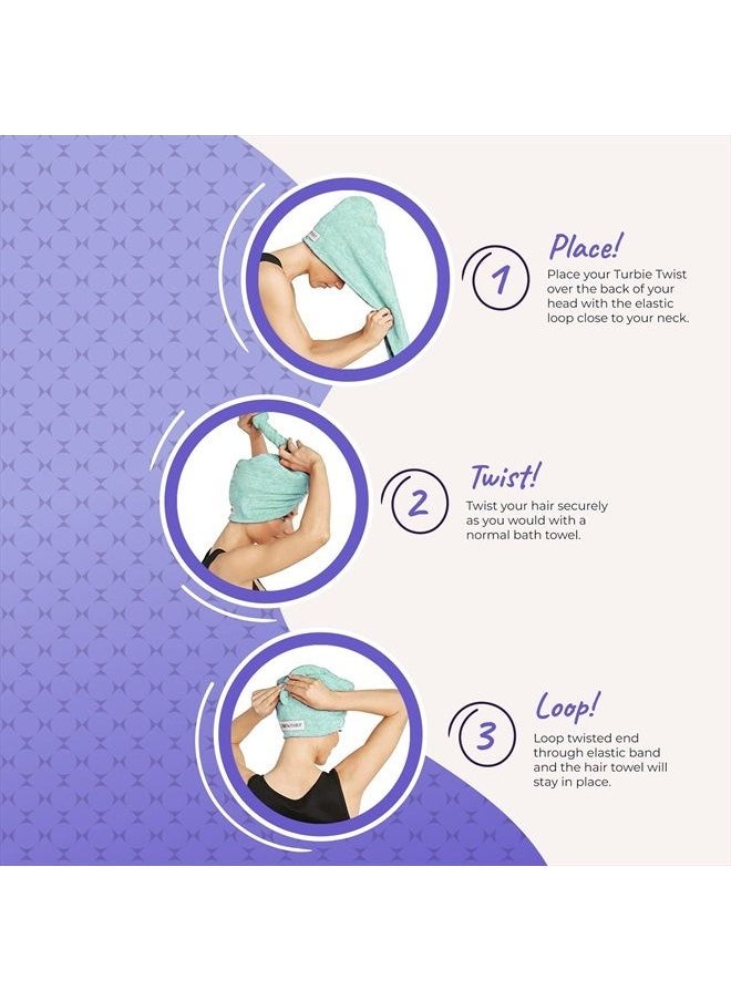 Turbie Twist - Microfiber Hair Towel Wrap for Women and Men | 4 Pack | Quick Dry Turban for Drying Curly, Long & Thick Hair (Pink, Purple, Blue, Aqua) - Image 1
