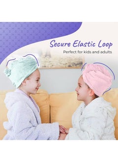 Turbie Twist Microfiber Hair Towel Wrap for Women and Men | 4 Pack | Quick Dry Turban for Drying Curly, Long & Thick Hair (Pink, Purple, Blue, Aqua)  - Image 5