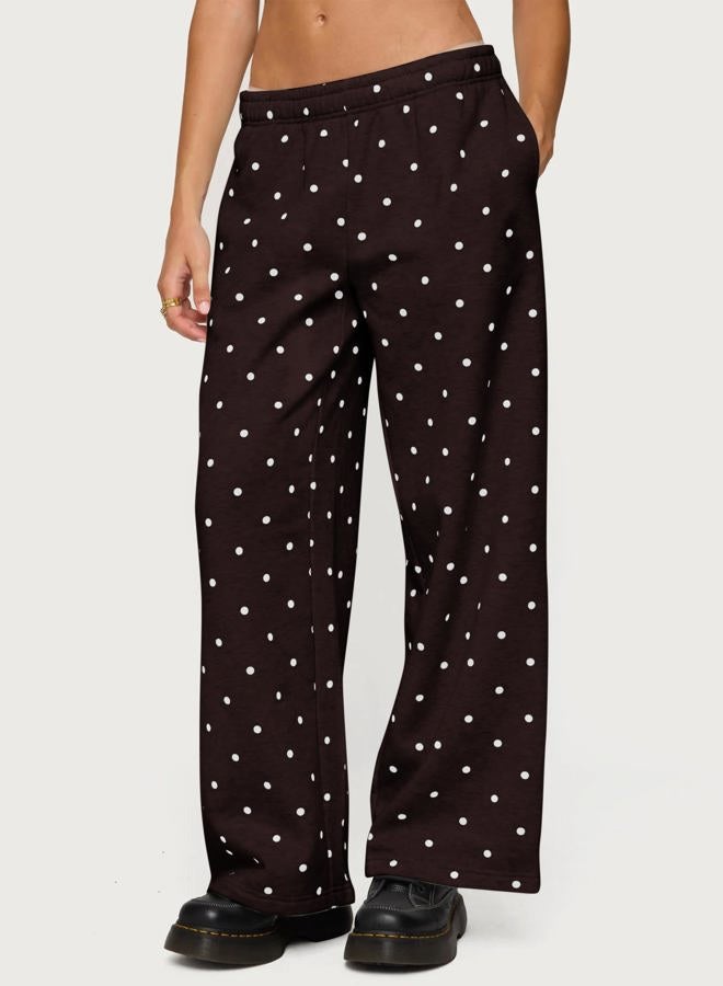 HOCANDY Polka Dot Hoodie and Sweatpants Set for Women, Brown, S - Image 5