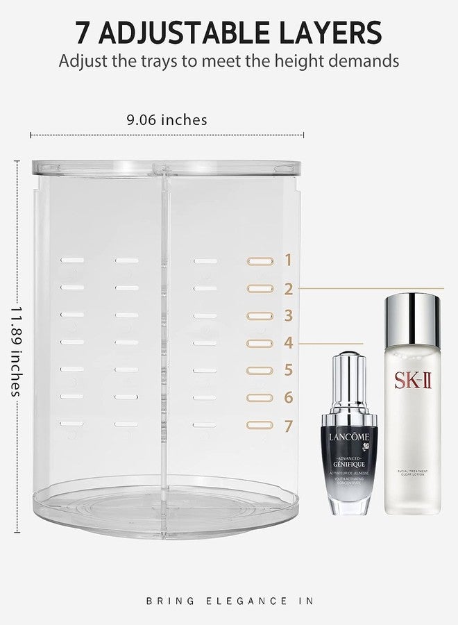 Morbrix Cosmetic Makeup Storage Holder Organizer Adjustable 360 Degree Rotation Box Case, Adjustable Cosmetic Storage Display Case,Fits Jewelry,Makeup Brushes, Lipsticks (Clear) - Image 2