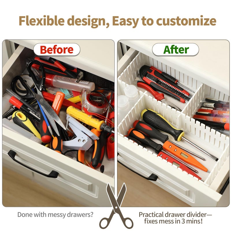 Bofoho Drawer Divider Adjustable DIY Storage Organizer Separator for Tidying Clutter Cutlery Underwear Socks Clothes Dresses Desk & Box in Kitchen Bathroom Bedroom Office (Cut at Will) - Image 3