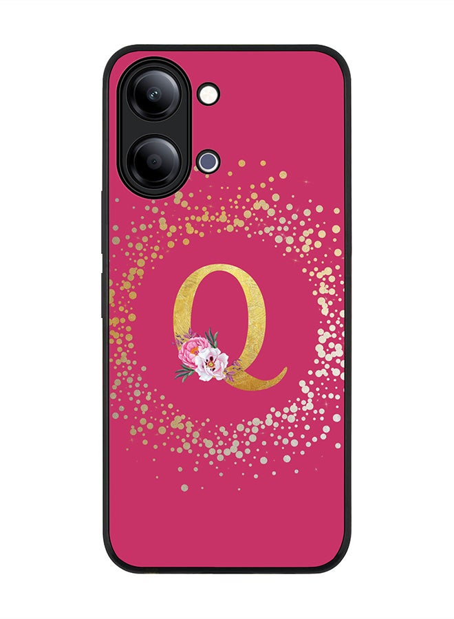 Stylizedd For vivo Y21 / Y11 Case,Slim fit Camera Protection, Shockproof Thin Phone cover  - Custom Monogram Floral - Q ( Deep Pink ) - Image 1