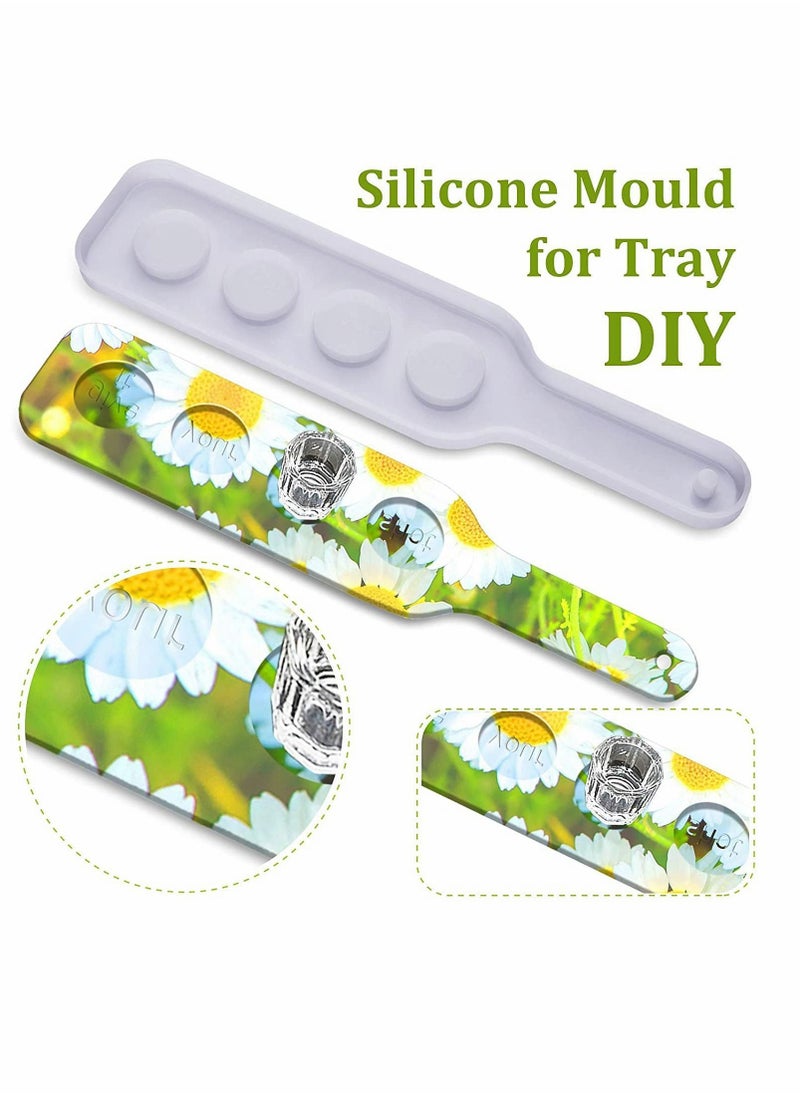 Y&D - Shot Glass Serving Tray Mold, Holder Mold for Resin, 4 Holes Glasses Resin Party Home Decor DIY Crafts, Handmade Gifts, and Tasting Board Clubs - Image 1