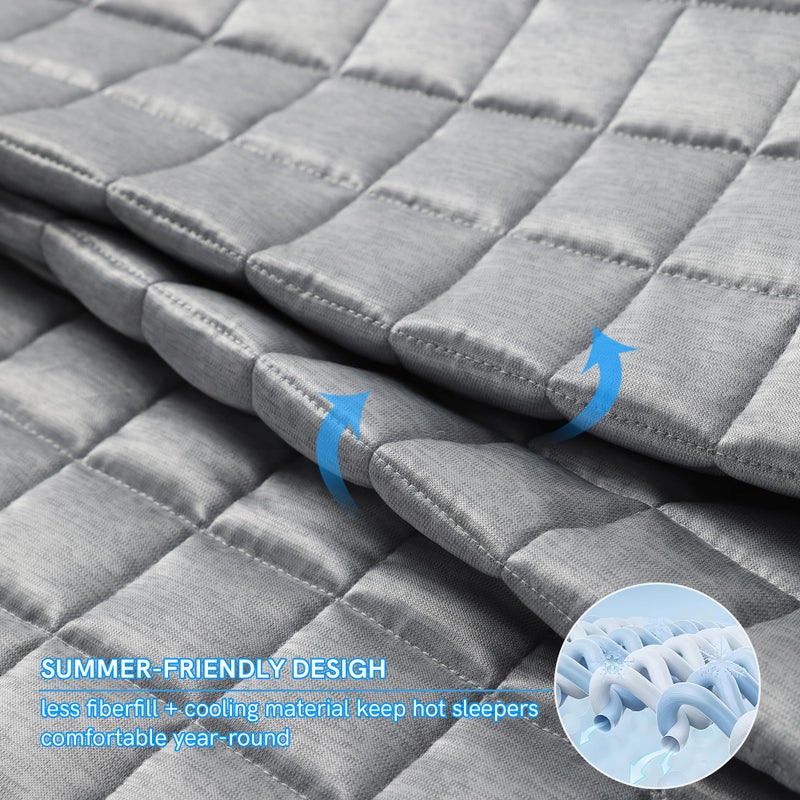 YnM Cooling Weighted Blanket for Adults, 15lbs Heavy Bed Throw Comforter with 100% PE Fabric, Ideal for Hot Sleepers or Summer Days(60x80 Inches for Queen/King Bed, 15 Pounds, Grey) - Image 3