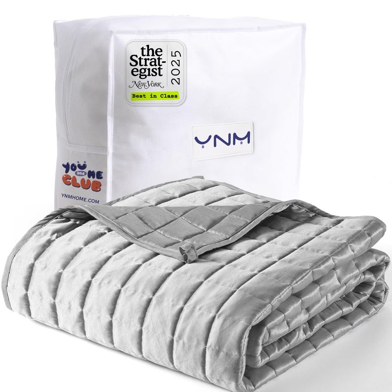 YnM Cooling Weighted Blanket for Adults, 15lbs Heavy Bed Throw Comforter with 100% PE Fabric, Ideal for Hot Sleepers or Summer Days(60x80 Inches for Queen/King Bed, 15 Pounds, Grey) - Image 1