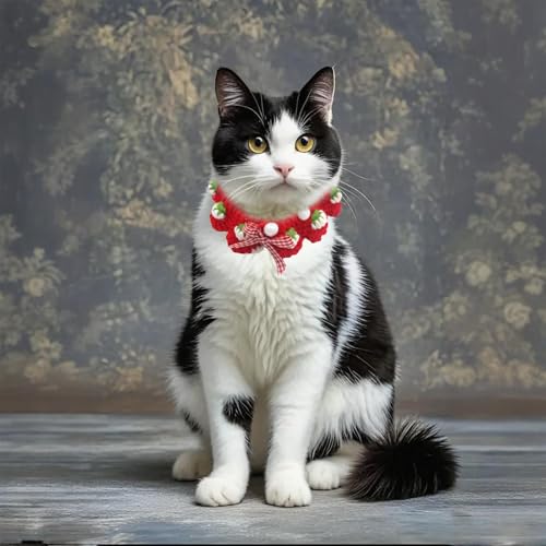 Aoeeki Cat Collar Breakaway, Kitten Collar with Cute Bow Tie and Strawberry Pattern Comfortable for Kitty and Small Puppies, Bandana Fits Neck 2-3 Inches(S)(red) - Image 4