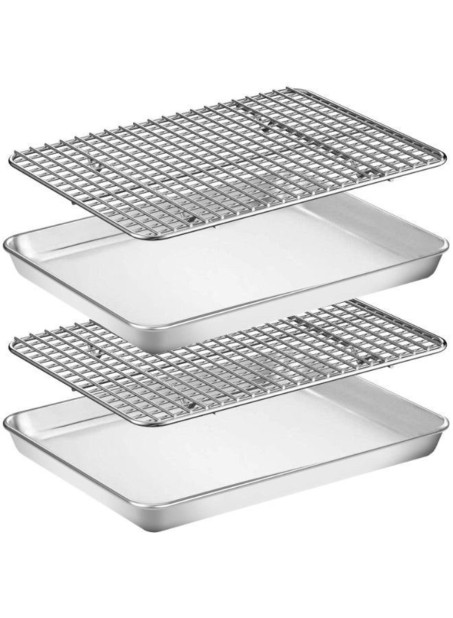Stainless Steel Baking Sheet with Cooling Rack Set, 2 Pans & 2 Racks, 12 x 10 x 1 Inch, Heavy Duty - Image 2