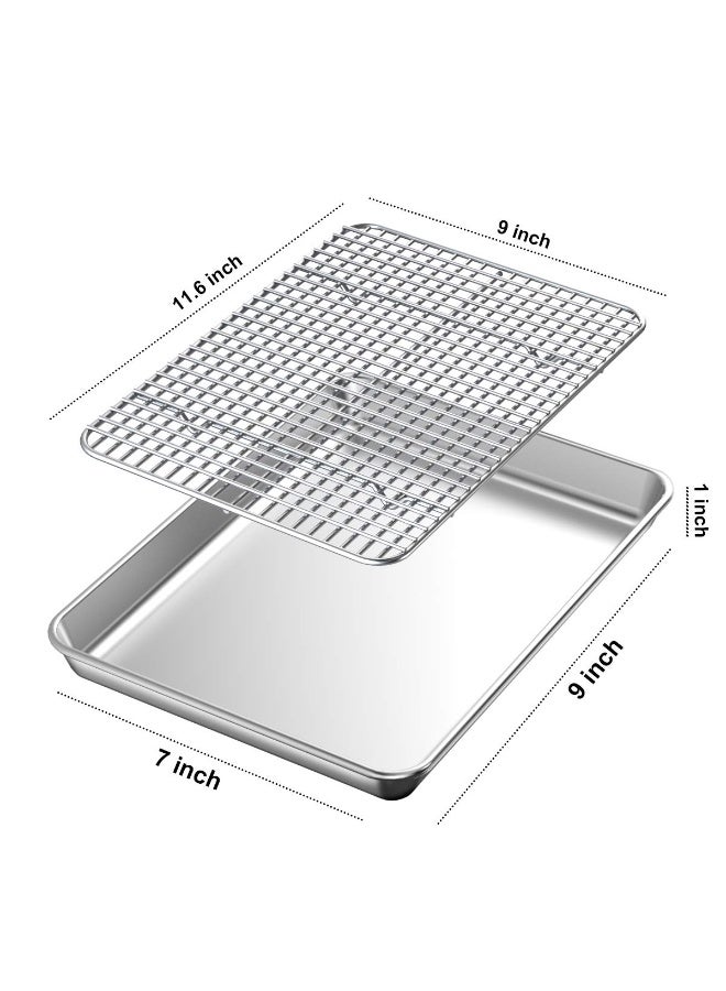 Stainless Steel Baking Sheet with Cooling Rack Set, 2 Pans & 2 Racks, 12 x 10 x 1 Inch, Heavy Duty - Image 3