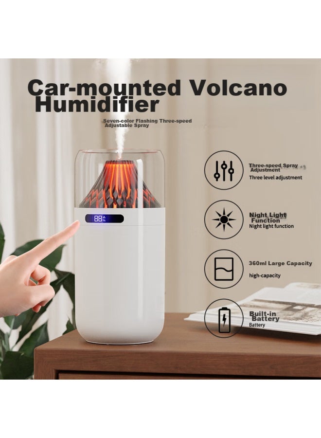 kelleia Kalaio Usb Humidifier For Car, Bedroom, Quiet Operation, Baby, Office, Desktop, Large Capacity, Smart Digital Display, Night Light, Large Mist Output, Power-off Protection Humidifier, White - Rechargeable Model - Image 1