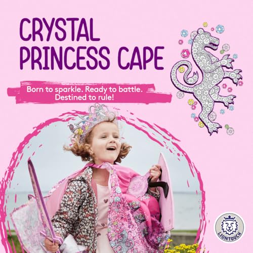 Liontouch Crystal Princess Cape for Girls Age 38 Years One Size Fits All Royal Cloak in Pink Silver Pretend Play Accessory for Dress Up Costumes Fancy Dresses for Kids - Image 5