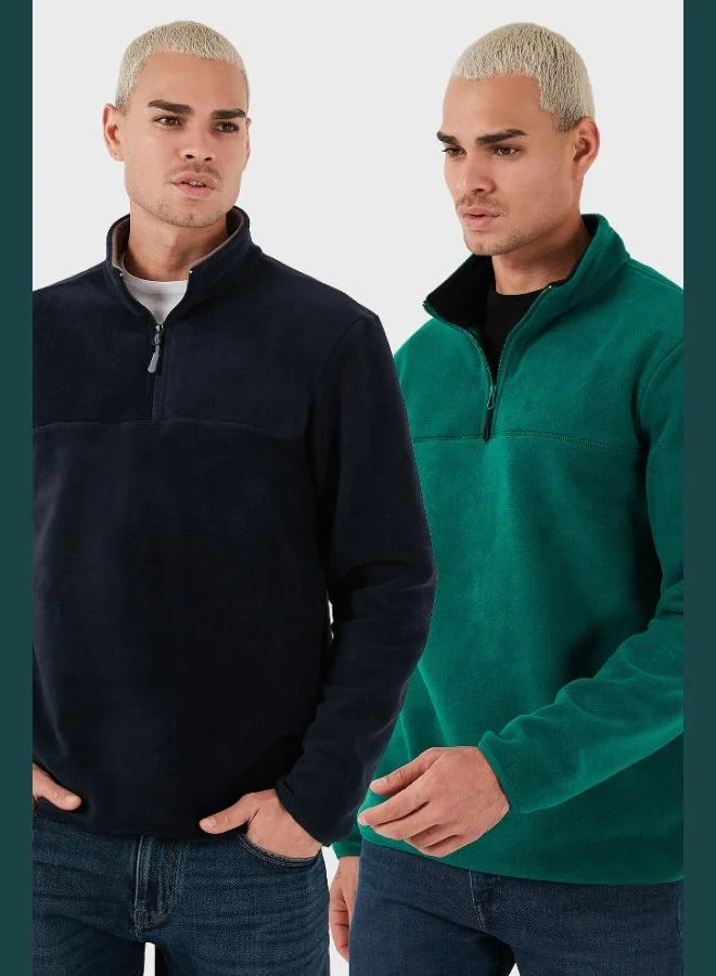 Buratti Regular Fit Anti-Pilling Non-Pilling Standing Collar Raised 2-Pack Polar Men's POLAR 5896700S2