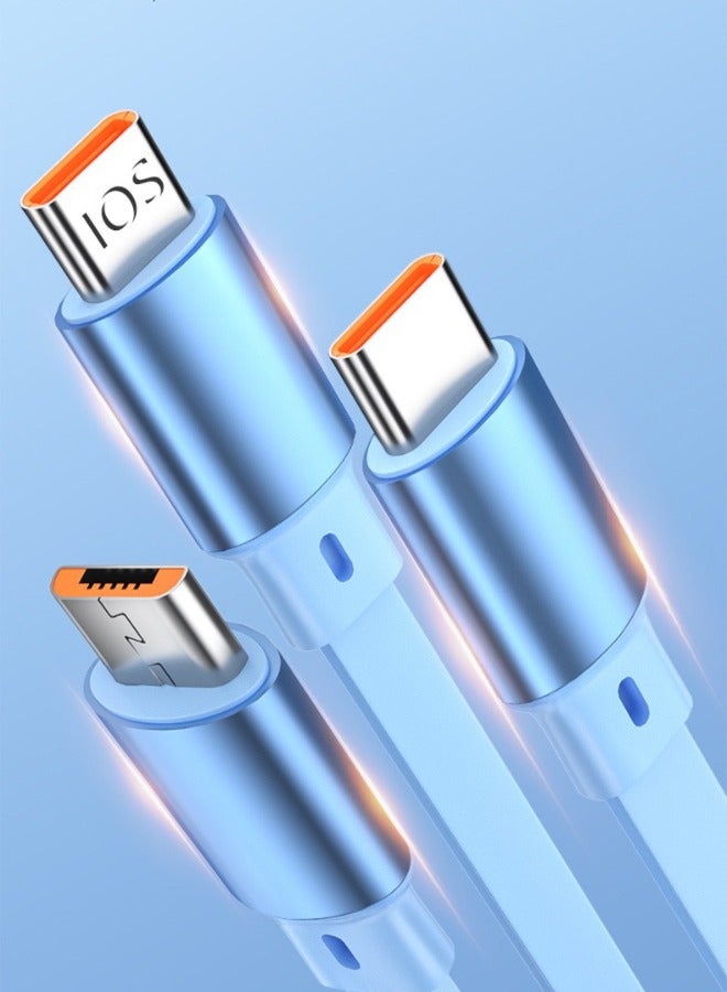 3-in-1 USB Fast Charging CableUniversal Multi-Device Charging Wire for Smartphones, Tablets & More, Durable Nylon Braided Quick Charge Cable - Image 2