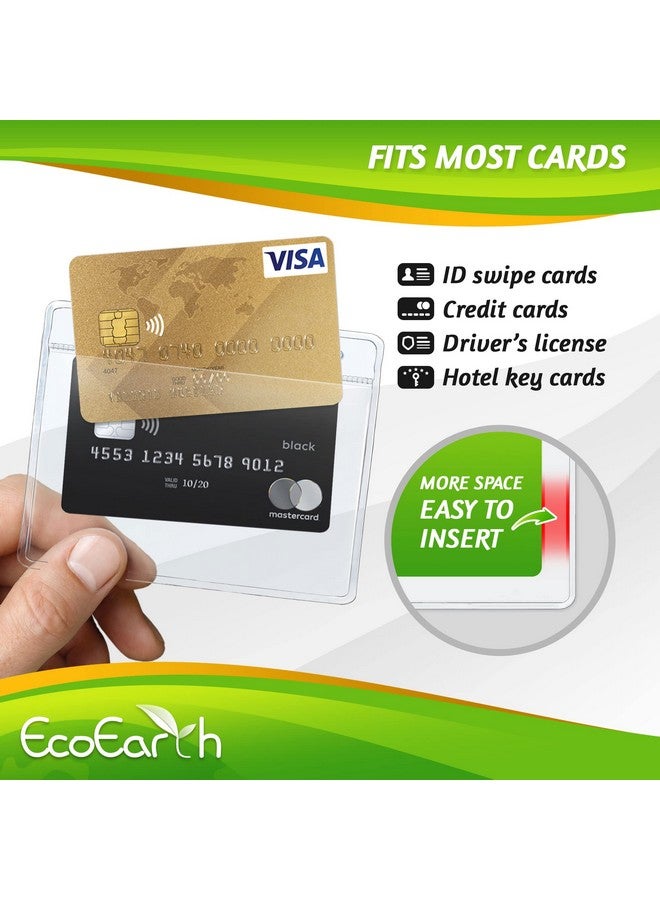 EcoEarth Horizontal Card Protector With Soft Edge (Large 4X3 100 Pack) Clear Plastic Pouch For Id Name Badge Holders Conference Nametag Sleeves No Zipper For Quick And Easy Loading Of Card Inserts  - Image 5