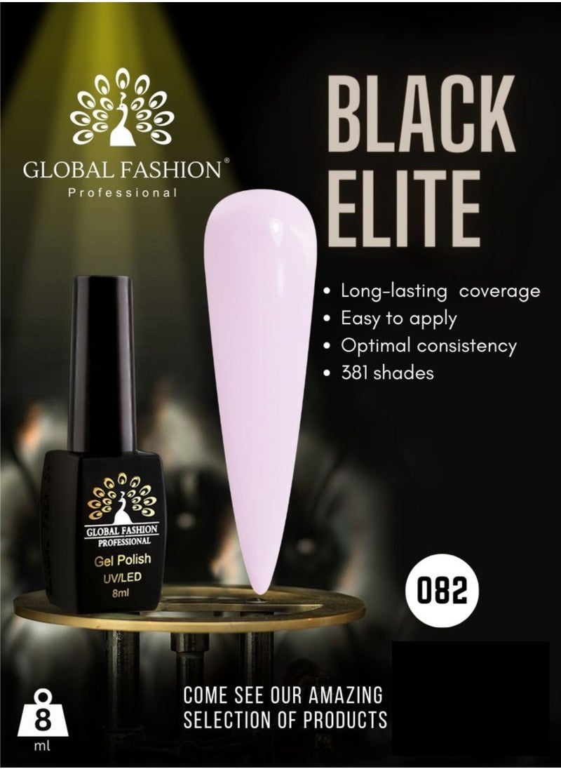 GLOBAL FASHION Global Fashion Black Elite Gel Polish | 132 Colors of Long-Lasting Elegance - 8ml | 082  - Image 2