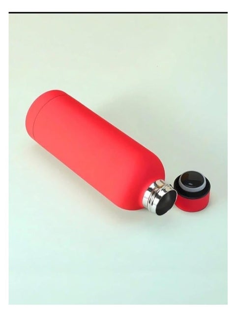 Vacuum Insulated Water Bottle, Matte Stainless Steel, Hot & Cold Travel Flask 500ml (Red)