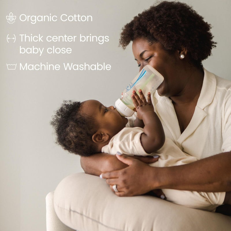 snuggle me Organic Nursing Pillow (New 2025 Design) | Bottle & Breastfeeding Pillow with Organic Cotton Cover & Fiberfill, Machine Washable Feeding Pillow, Newborn Essentials Must Haves (Birch) - v2 - Image 3