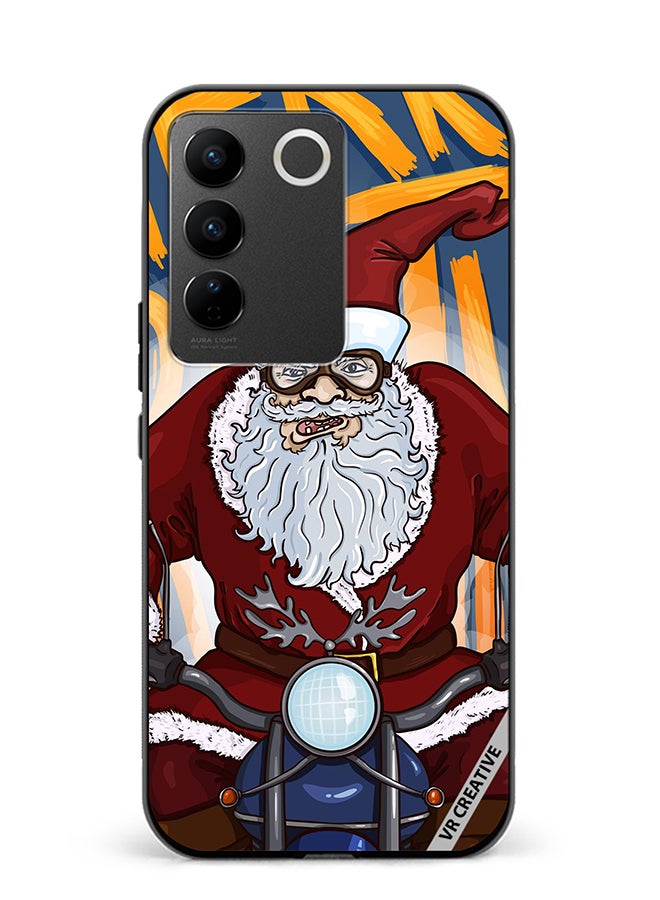 VR CREATIVE Protective Case Cover For Vivo V27e Cartoon Christmas Postcard Santa Claus On Motorcycle Design Multicolour - Image 1
